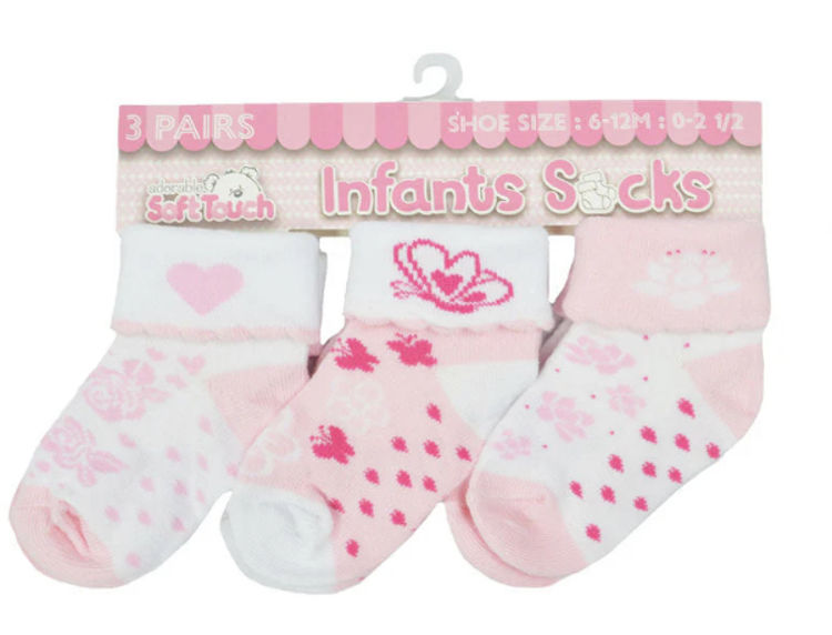 Picture of S501 SOFT TOUCH GIRLS INFANT SOCKS PACK OF THREE